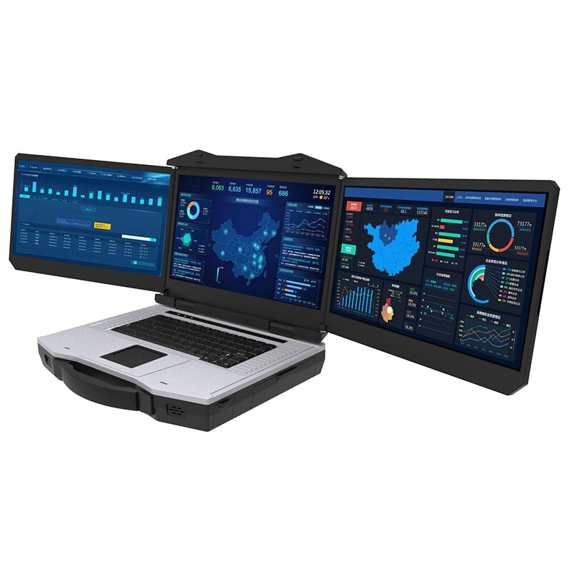 蓝炬科技(EVAK) 三屏加固笔记本便携式国产计算机三防电脑应急指挥计算机支持Windows10系统 DP-5100
